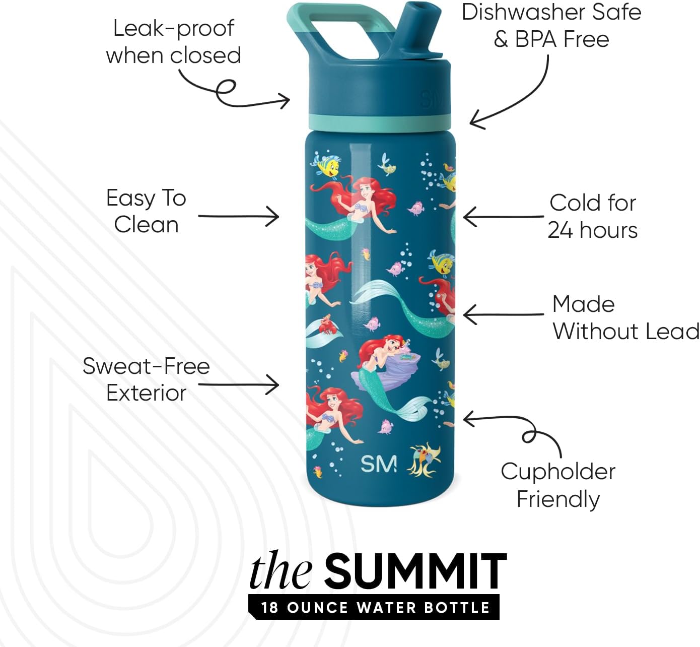 Simple Modern Disney Minnie Mouse Kids Water Bottle with Straw Lid | 14oz Insulated Stainless Steel Kids Tumbler & Spill Proof Toddler Cup for School, Girls, Boys | Summit | Minnie Mouse Fun - Colors B