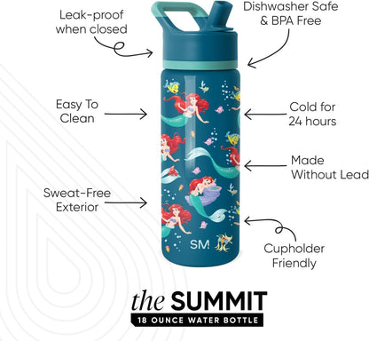 Simple Modern Disney Minnie Mouse Kids Water Bottle with Straw Lid | 14oz Insulated Stainless Steel Kids Tumbler & Spill Proof Toddler Cup for School, Girls, Boys | Summit | Minnie Mouse Fun - Colors B