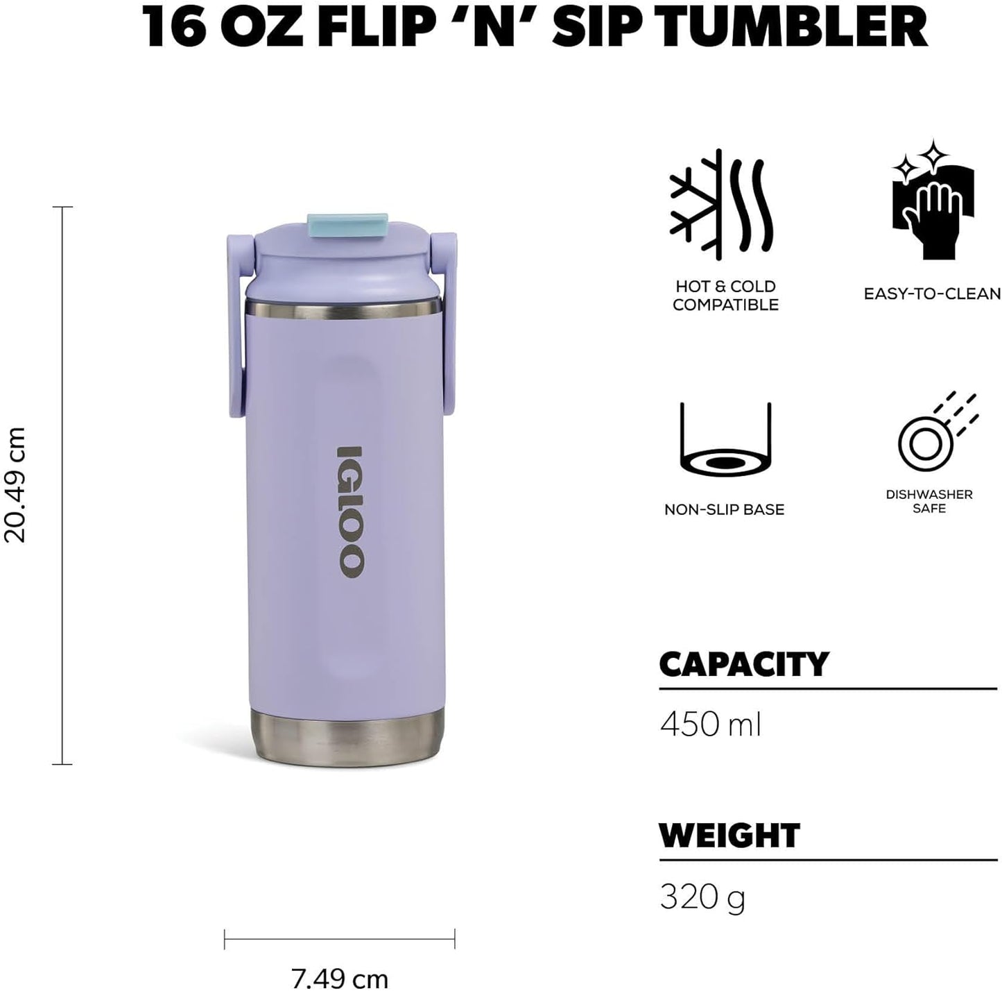 Igloo 20 oz Stainless Steel Tumbler | Sport Sipper Bottle | Thrift Pink