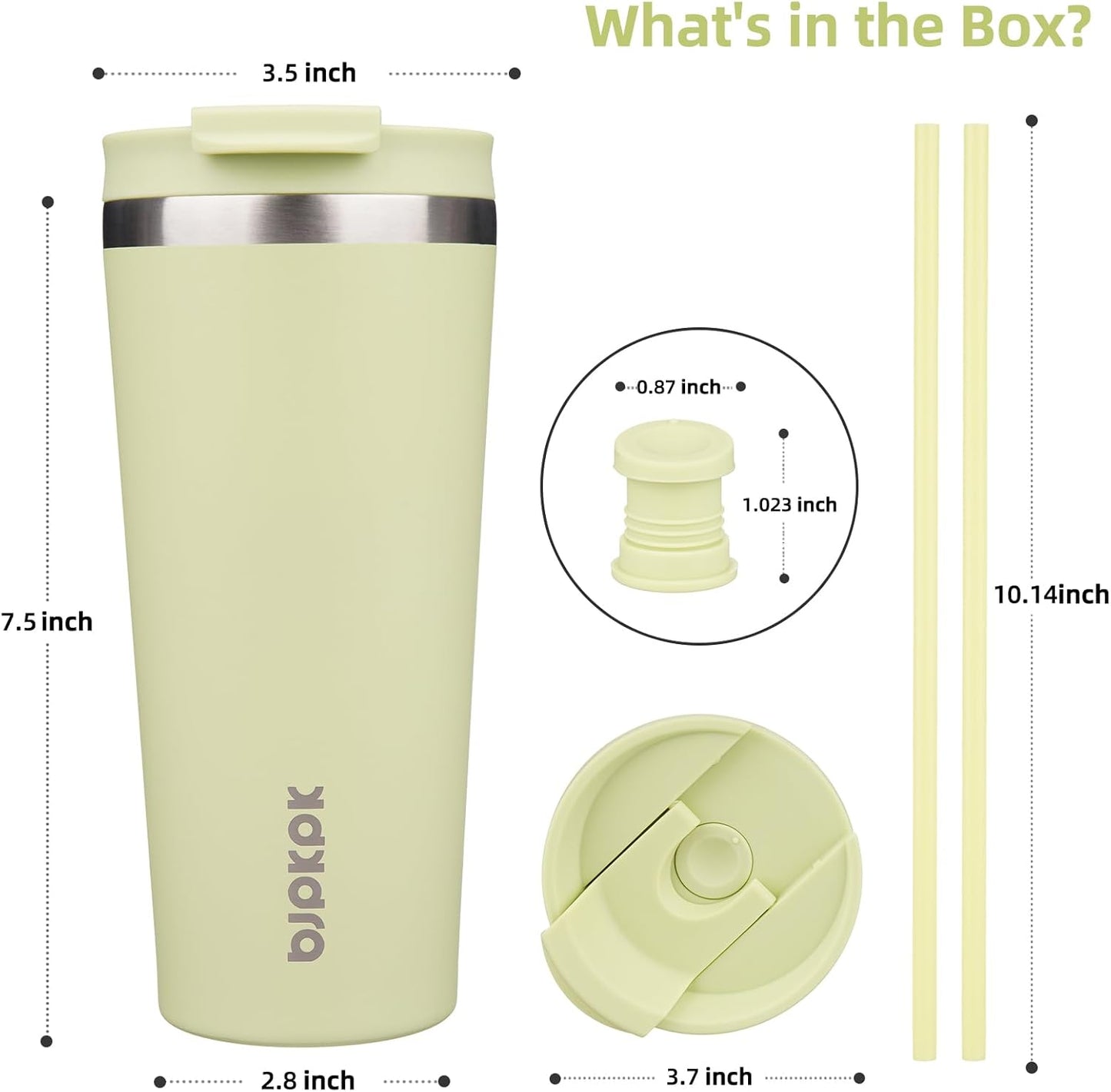 BJPKPK 22oz Insulated Tumbler With lid And Straw Stainless Steel Tumblers Travel Coffee Mug Reusable Thermal Cup,Sky