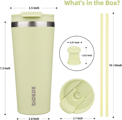 BJPKPK 22oz Insulated Tumbler With lid And Straw Stainless Steel Tumblers Travel Coffee Mug Reusable Thermal Cup,Sky