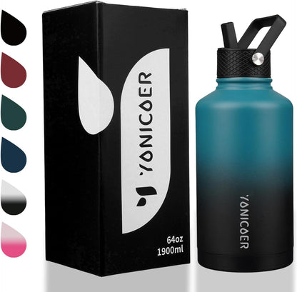 Insulated Water Bottle 40oz,Triple Wall Vacuum Stainless Steel(Dishwasher Safe),Leak Proof & Non-BPA,Flask Jug with Paracord Handle & Straw Spout Lids Sports Cherry Blossom
