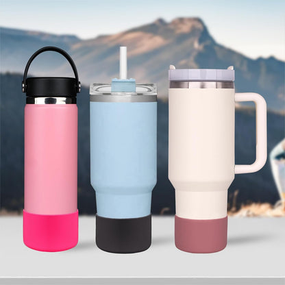 HEYSKAY 2pcs Protective Flask Silicone Boot Base for Stanley Quencher Adventure 40oz & Stanley IceFlow 20oz 30oz Tumbler, and Compatible with 12-24oz Hydro Sport Water Bottles,Yeti and More
