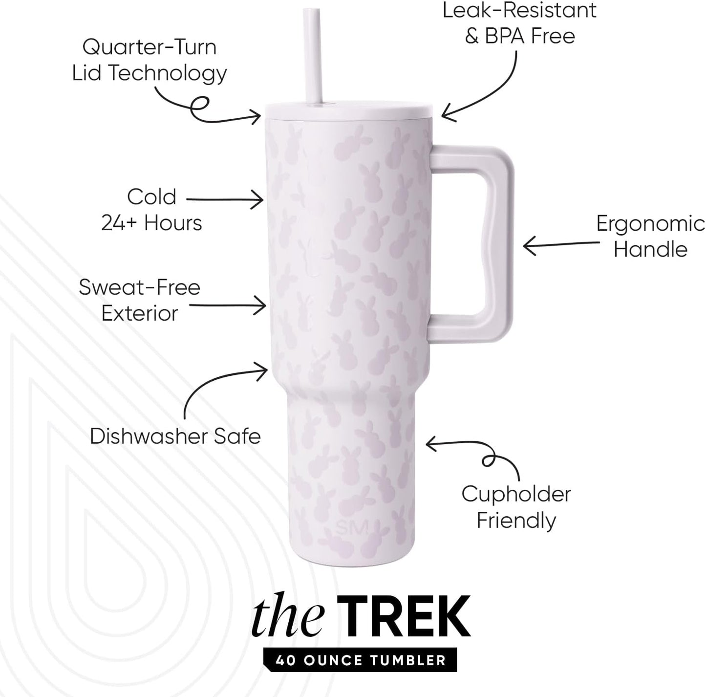 Simple Modern 40 oz Trek Tumbler with Handle and Straw Lid | Cup Holder Friendly Insulated Stainless Steel Travel Mug | Sea Glass Sage - Colors B
