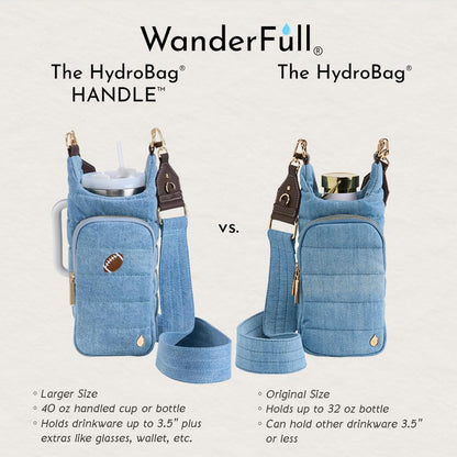 WanderFull Original HydroBag Handle® Zipper Slot for Handle, Hands-Free Crossbody Water Bottle Holder & Tumbler Accessories