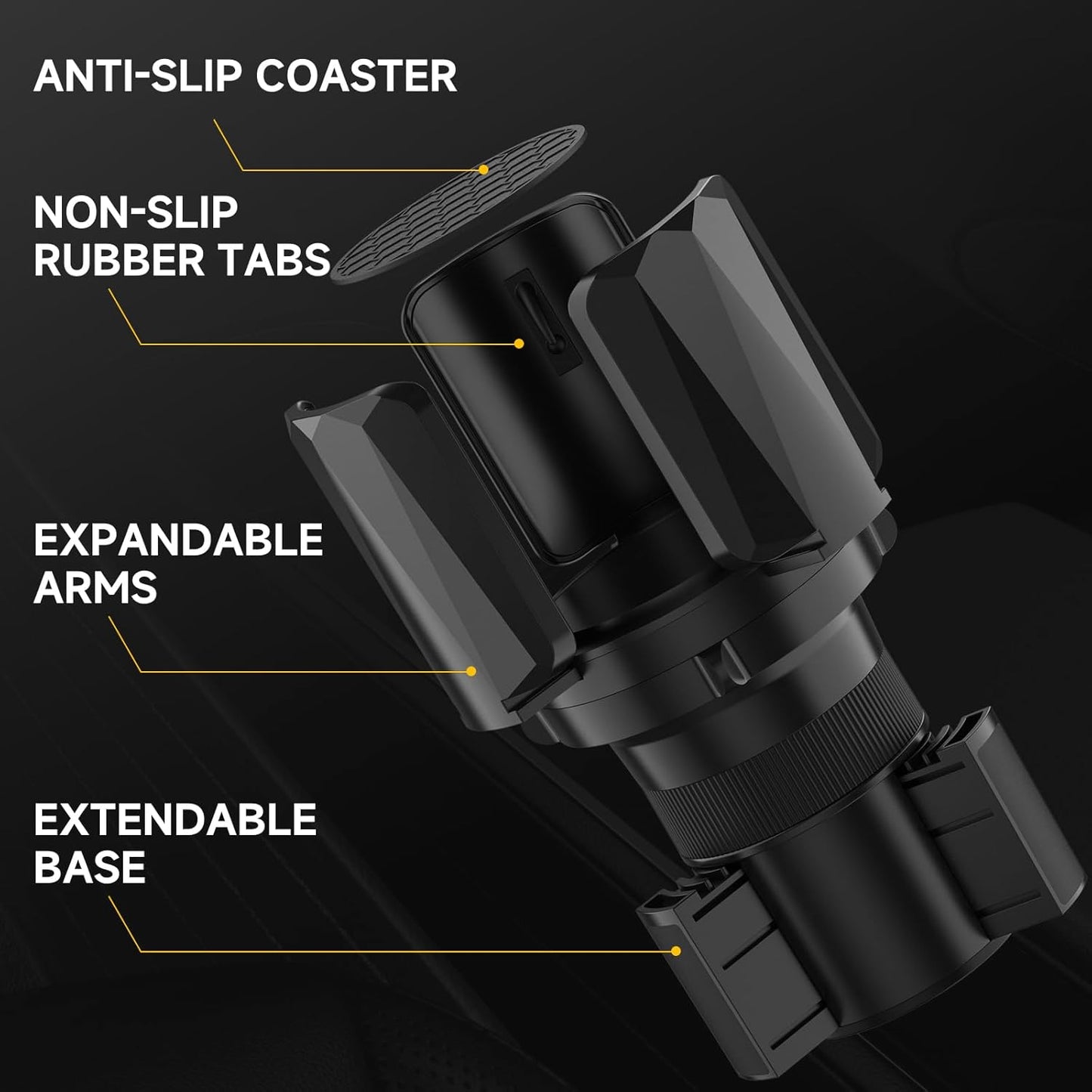 DYLEN Car Cup Holder Expander, Cup Holder Expander Adapter for Car with Expandable Arms, Fits Yeti, HydroFlask, Stanley 14-64oz, Other Large Drinks and Mugs in 2.5”-5.9”