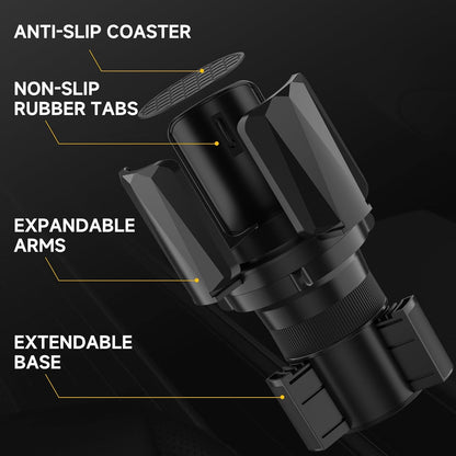 DYLEN Car Cup Holder Expander, Cup Holder Expander Adapter for Car with Expandable Arms, Fits Yeti, HydroFlask, Stanley 14-64oz, Other Large Drinks and Mugs in 2.5”-5.9”