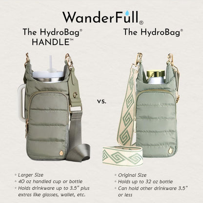 WanderFull Original HydroBag Handle® Zipper Slot for Handle, Hands-Free Crossbody Water Bottle Holder & Tumbler Accessories