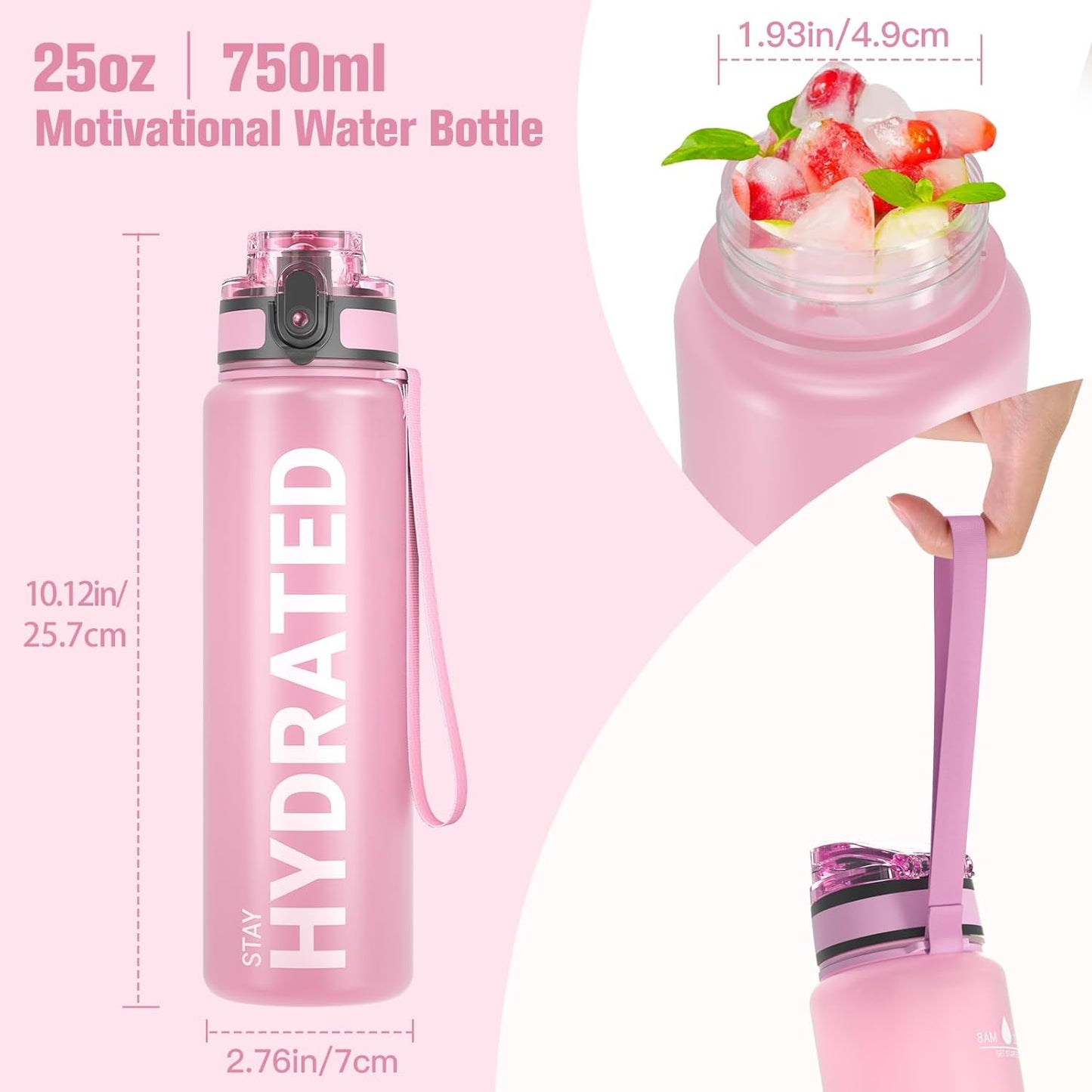 Sahara Sailor Water Bottle 32oz, Durable and Leakproof Water Bottles Motivational with Time Marker, Tritan, BPA Free, Wide Mouth with Easy Clean Brush for Gym, Travel, Home, School, Office (1 Bottle)