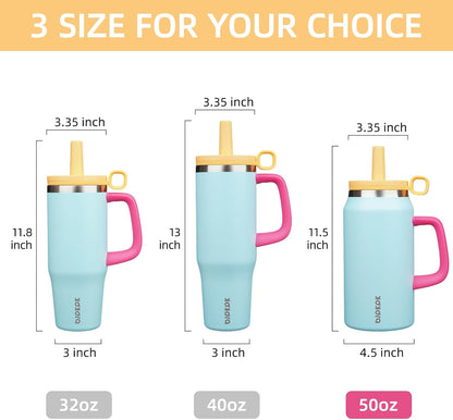 BJPKPK 50oz Insulated Tumbler with Handle Stainless Steel Travel Coffee Mug with Lid Reusable Large Water Bottle with Straw,Sky