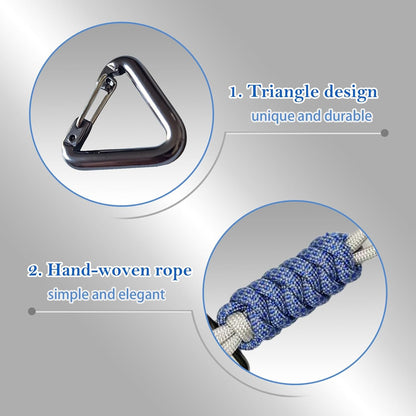 Paracord Keychain - Triangle/D-Shaped Carabiner Clip with Lanyard for Hanging Water Bottle, Key, Backpacks and More