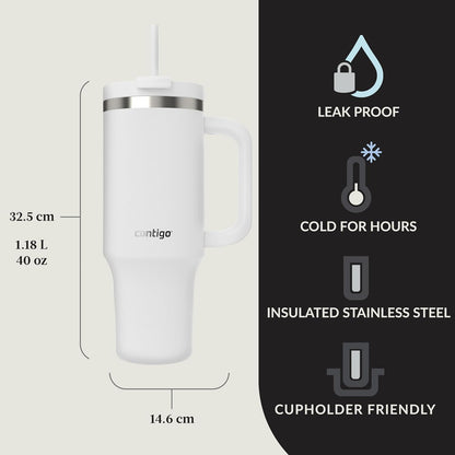 Contigo Streeterville 40oz Tumbler, Stainless Steel Vacuum Insulated, Leak-Proof, Cold for 29 Hours, Reef