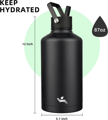 Konokyo 22oz Stainless Steel Bottles with 3 Lids Sport Insulated Water Bottle,Mint