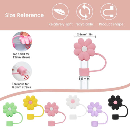 Flower Straw Covers Toppers for Stanley Cups 30&40 Oz Tumbler with Handle Accessories 4PCS Silicone Straw Caps Reusable Straws Tips Protectors for Stanley Cup 10mm 0.4in Straws,Off White
