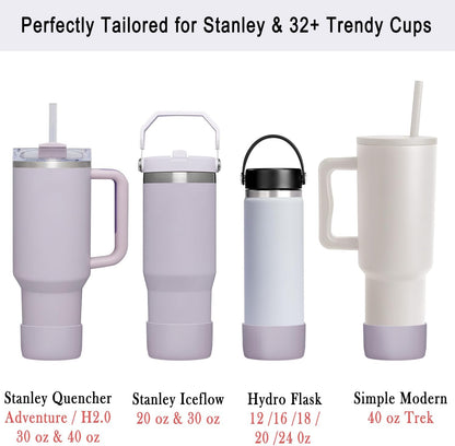 KTKUDY 2-Pack Silicone Boot for Stanley Tumbler 40 30 20 oz & Intended for Hydro Flask 12-24 oz - Cup Boot fit Select Yeti, Simple Modern, Owala Water Bottle - Bottom Cover Accessories Fit Stanley Cup