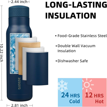 BJPKPK Stainless Steel Water Bottle,21oz insulated Reusable Bottle,Leakproof Metal Thermal Flask Double Wall,Keep Drinks Cold and Hot,Mint Green