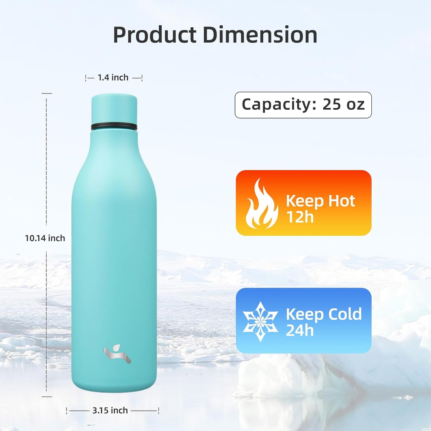 Konokyo Insulated Water Bottle with Strap,18 oz Double Wall Stainless Steel Vacuum Bottles Metal Water Flask,Macaron Green - Colors B
