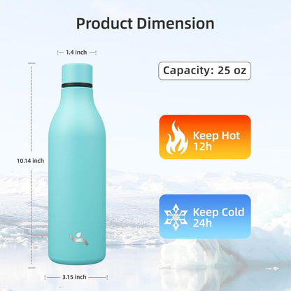 Konokyo Insulated Water Bottle with Strap,18 oz Double Wall Stainless Steel Vacuum Bottles Metal Water Flask,Macaron Green - Colors B