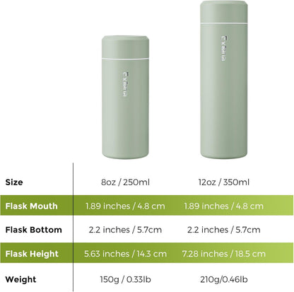 【Upgraded】Exllena Small Insulated Water Bottle 12 oz/350ml– Mini Insulated Water Bottle for Hot & Cold Drinks, Perfect Small Water Bottle for Travel, Purse...(Greyish Blue)