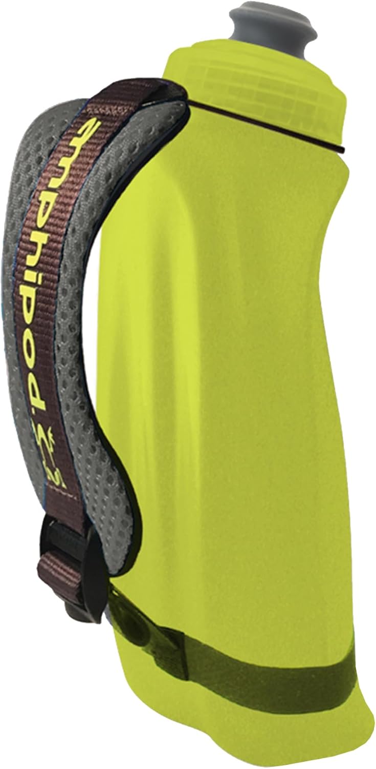 Amphipod Hydraform Handheld Bottle, Ergonomic Runners BPA-Free Hydration/Fuel Water Bottle for Endurance Runners, Hiking & Jogging - Charcoal/Clear - 12 oz.
