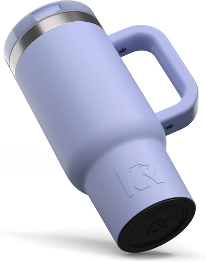 RTIC Little Road Trip Tumbler 16oz for Kids with Straw Lid and Handle, Ceramic Lined, Insulated Stainless Steel Travel Water Mug Cup, Leak-Proof, RTIC Ice Glitter