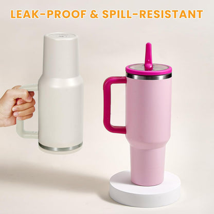 30oz Leak Proof Lid for Stanley Quencher H2.0 Tumbler, Flip Straw Lid Replacement 30 oz Tumbler No Spill Cover Top for Stanley Protour Stanley Cup Accessories, 2 Pack(Cream,Light Nectarine) - Colors B