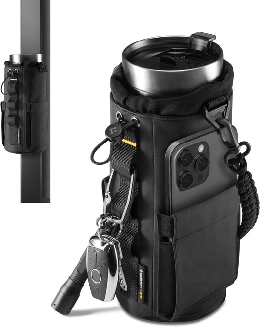 Spigen Life Magnetic Gym Bag for Men Tumbler Carrier Holder Bag for 20oz–40oz Water Bottles w/Molle System, Phone Pocket, Drawstring/Cord Lock, D-Ring Strap, Waterproof