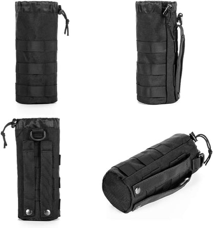 Upgraded Sports Water Bottles Pouch Bag, Tactical Drawstring Molle Water Bottle Holder Tactical Pouches, Travel Mesh Water Bottle Bag Tactical Hydration Carrier