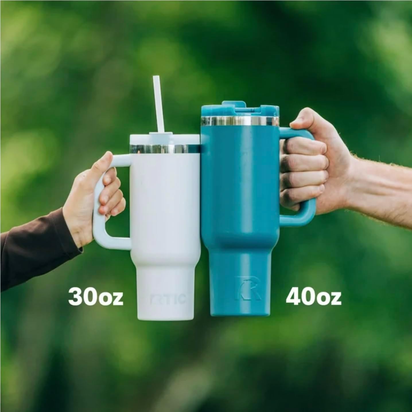 RTIC 40 oz Ceramic Lined Road Trip Tumbler, Leak-Resistant Lid with Straw, White Glitter