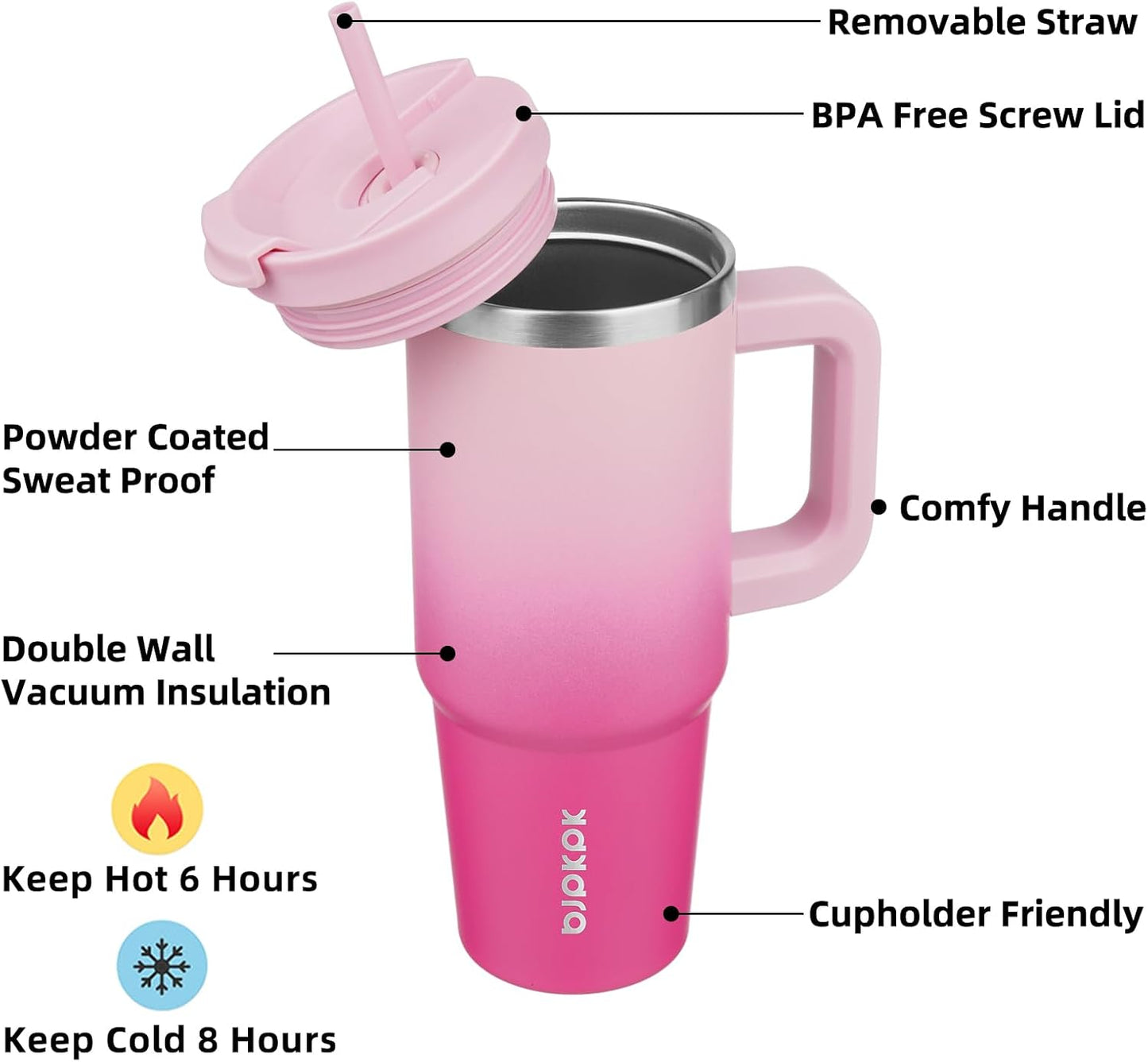 BJPKPK 30oz Stainless Steel Insulated Tumbler With Handle And Lid Straw Travel Coffee Mug Thermal Cup,Black