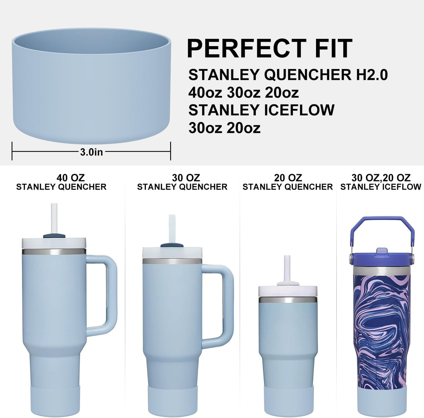 Affute Protective Silicone Boot for Stanley Quencher H2.0 40 30 20 oz & IceFlow Flip 30 20 oz, BPA Free Anti-Noise Anti-Scratch, Stanley Cup Protector Sleeve Cover Boot