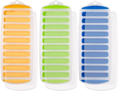 2 Pcs Long Ice Stick Tray Silicone with Lid,Water Bottle Ice Cube Tray with Easy Push and Pop Out Material, Ideal for Sports and Water Bottles