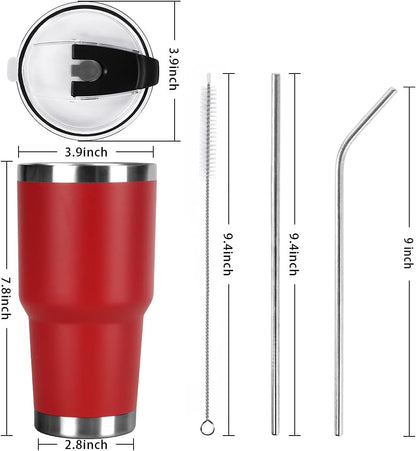 SYACOT 30oz Tumbler Double Wall Stainless Steel Vacuum Insulated Travel Mug with Splash-Proof Lid Metal Straw and Brush
