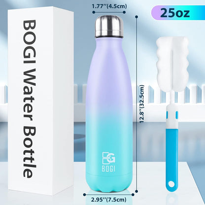 BOGI 17oz Insulated Water Bottle Double Wall Vacuum Stainless Steel Water Bottles, Leak Proof Metal Sports Water Bottle Keeps Drink Hot and Cold - Perfect for Outdoor Sports Camping Biking (Purple)