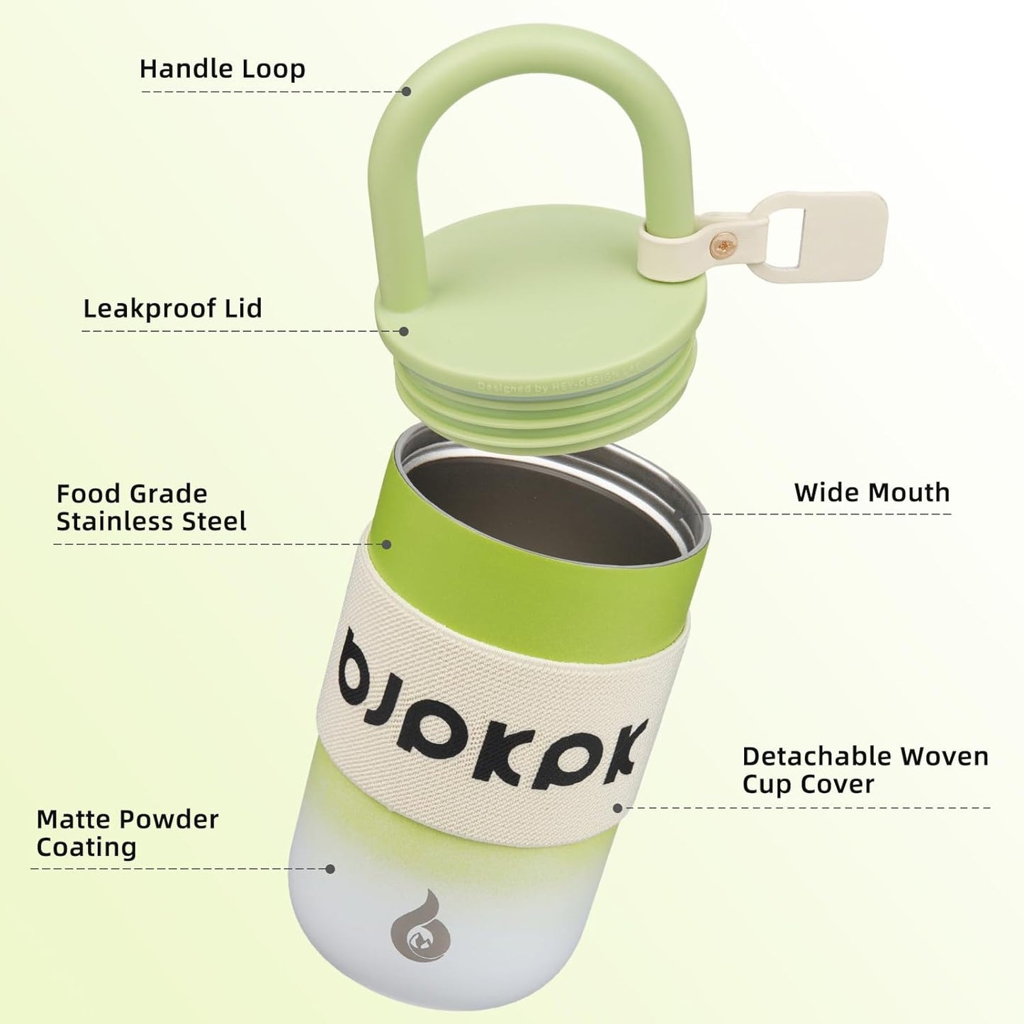 BJPKPK 13oz Insulated Stainless Steel Loop Tumbler With Lid And Handle Travel Coffee Mug Thermal Cup,Latte