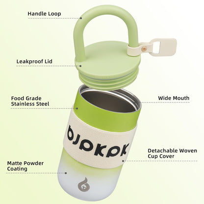 BJPKPK 13oz Insulated Stainless Steel Loop Tumbler With Lid And Handle Travel Coffee Mug Thermal Cup,Latte