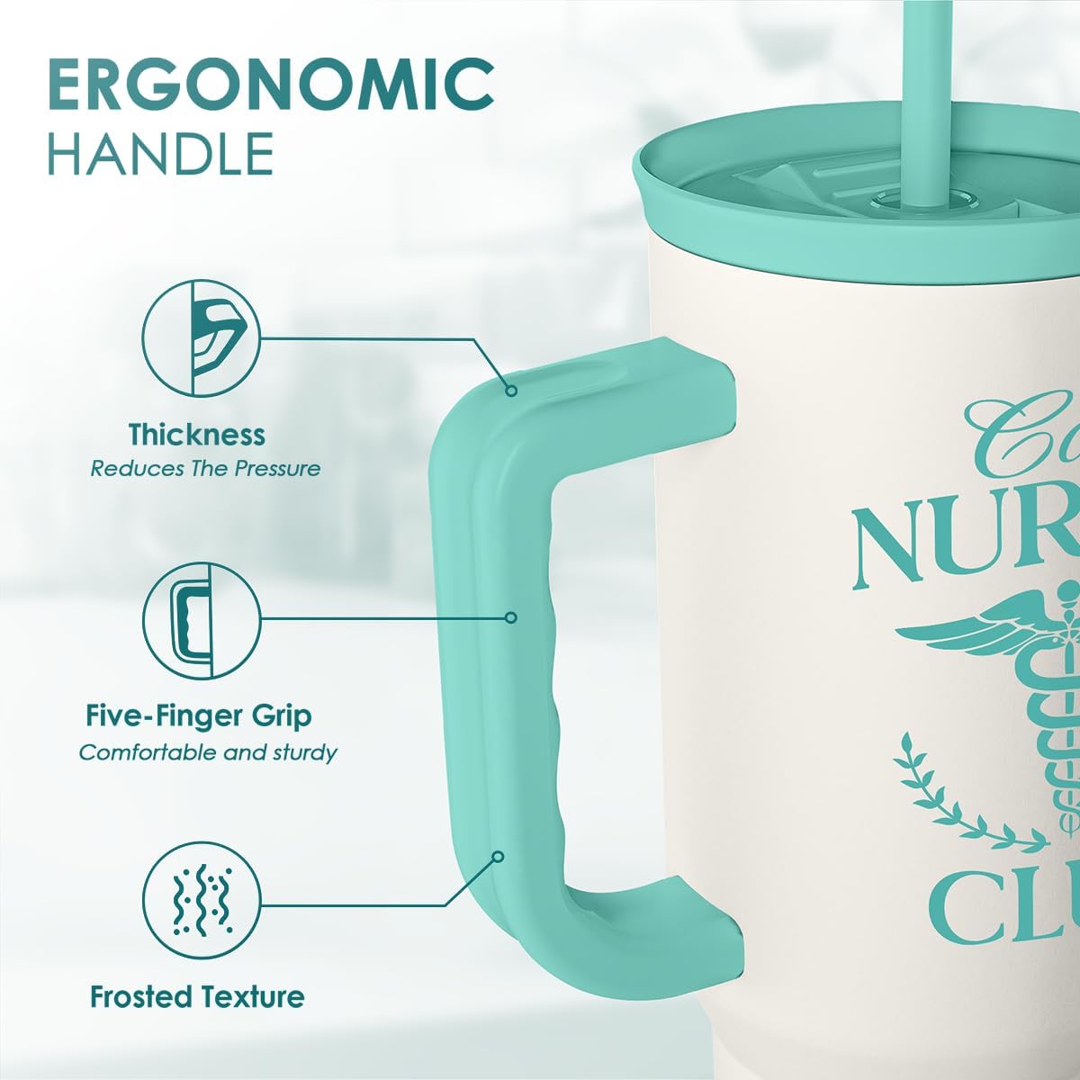 Floral Tumbler with Handle 40oz, Stainless Steel Insulated Tumblers Coffee Travel Mug Cup with Straw, Flower Coffee Cup Gifts for Women Girls, Gift for Her on Christmas Birthday Mothers Day