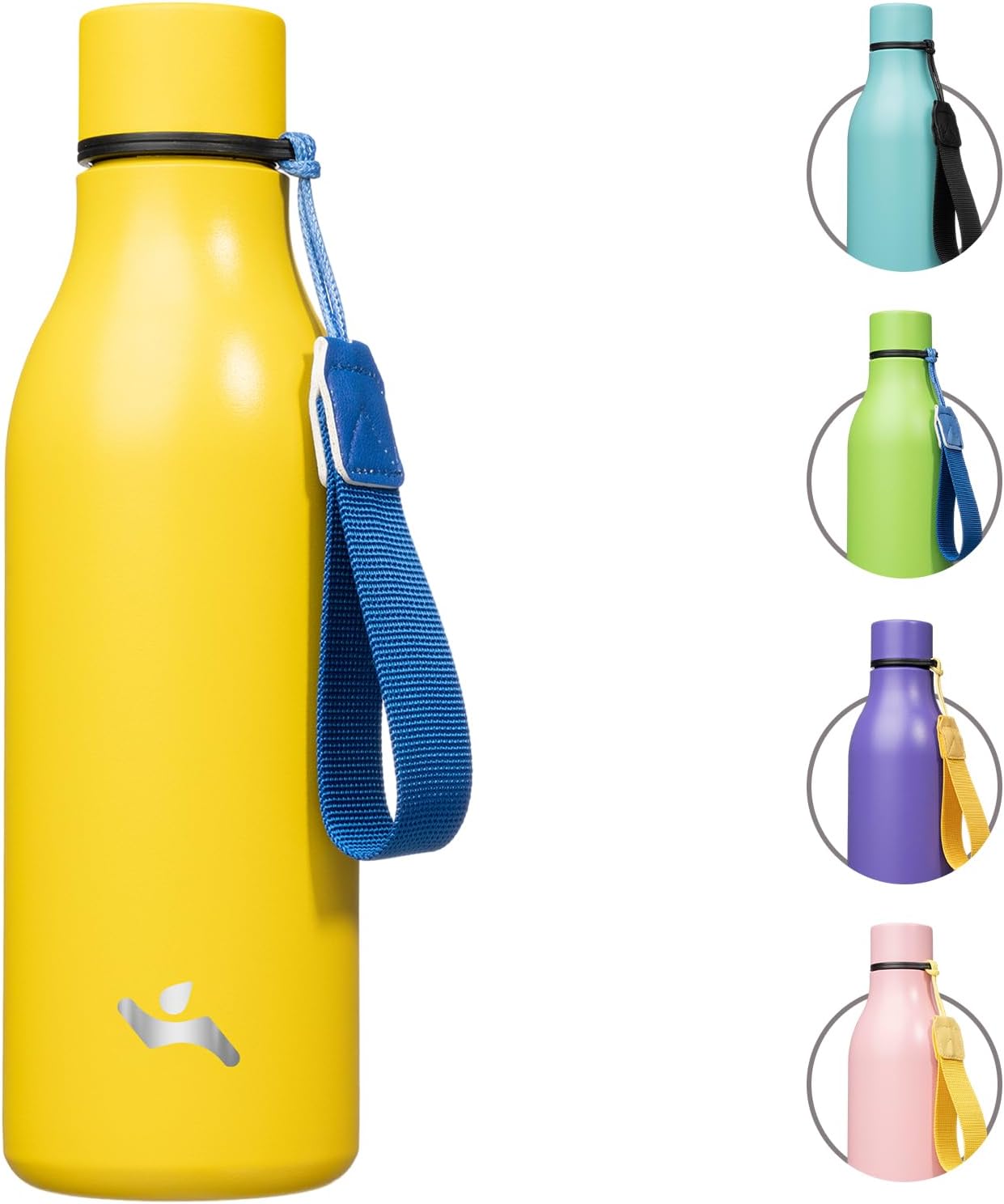 Konokyo Insulated Water Bottle with Strap,18 oz Double Wall Stainless Steel Vacuum Bottles Metal Water Flask,Macaron Green - Colors A