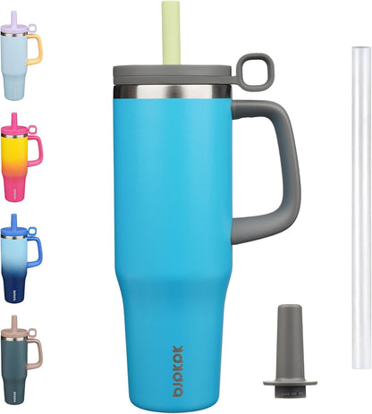 BJPKPK 50oz Insulated Tumbler with Handle Stainless Steel Travel Coffee Mug with Lid Reusable Large Water Bottle with Straw,Sky