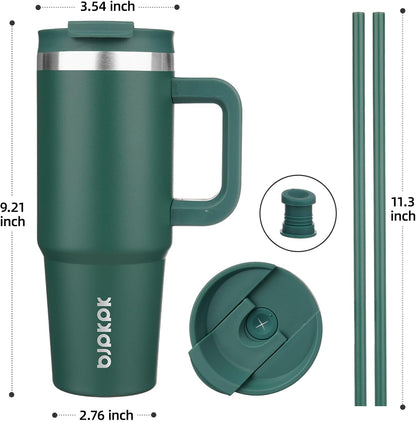 BJPKPK 30oz Stainless Steel Insulated Tumbler With Handle And Lid Straw Travel Coffee Mug Thermal Cup,Black