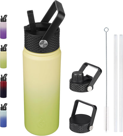 BJPKPK Insulated Water Bottles with Straw Lid, 40oz Stainless Steel Water Bottles with 3 Lids, BPA Free Leakproof Thermo, Tumblers, Cups for Sports, Gym- Midnight - Colors B