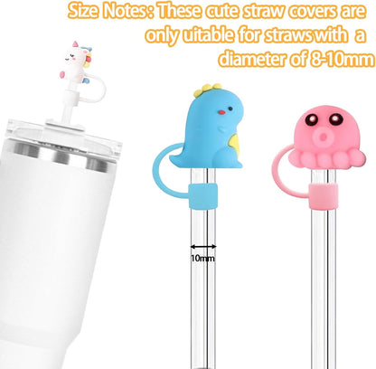 LDKEDKF 11Pcs Straw Cover for Stanley Cup, Silicone Straw Topper for Stanley Cup 30&40oz with Tumblers, 10mm 0.4in Lid Accessories (Reusable)