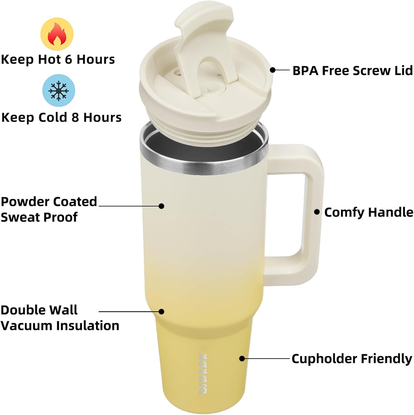 BJPKPK 30oz Stainless Steel Insulated Tumbler With Handle And Lid Straw Travel Coffee Mug Thermal Cup,Black