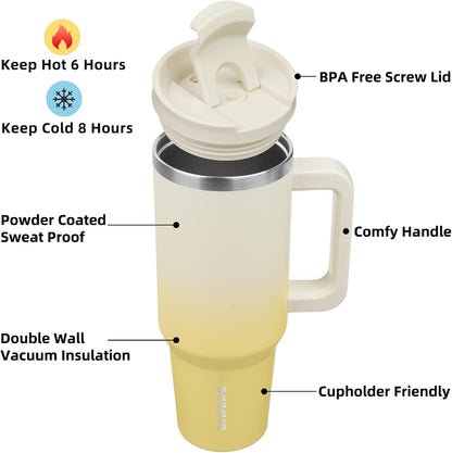 BJPKPK 30oz Stainless Steel Insulated Tumbler With Handle And Lid Straw Travel Coffee Mug Thermal Cup,Black