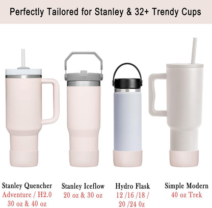 KTKUDY 2-Pack Silicone Boot for Stanley Tumbler 40 30 20 oz & Intended for Hydro Flask 12-24 oz - Cup Boot fit Select Yeti, Simple Modern, Owala Water Bottle - Bottom Cover Accessories Fit Stanley Cup