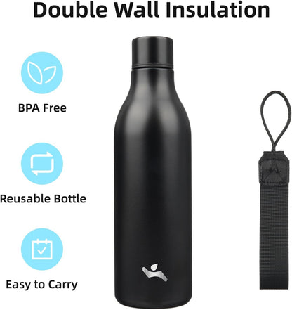 Konokyo Insulated Water Bottle with Strap,18 oz Double Wall Stainless Steel Vacuum Bottles Metal Water Flask,Macaron Green - Colors B