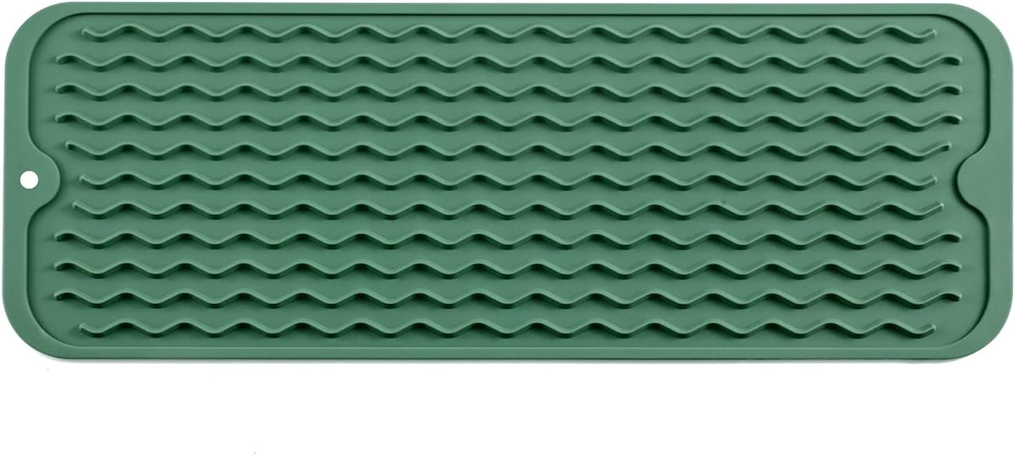 MicoYang Silicone Dish Drying Mat for Multiple Usage,Easy clean,Eco-friendly,Heat-resistant Silicone Mat for Kitchen Counter,Sink,Bar,Bottle,or Cup Green M 17 inches x 6 inches