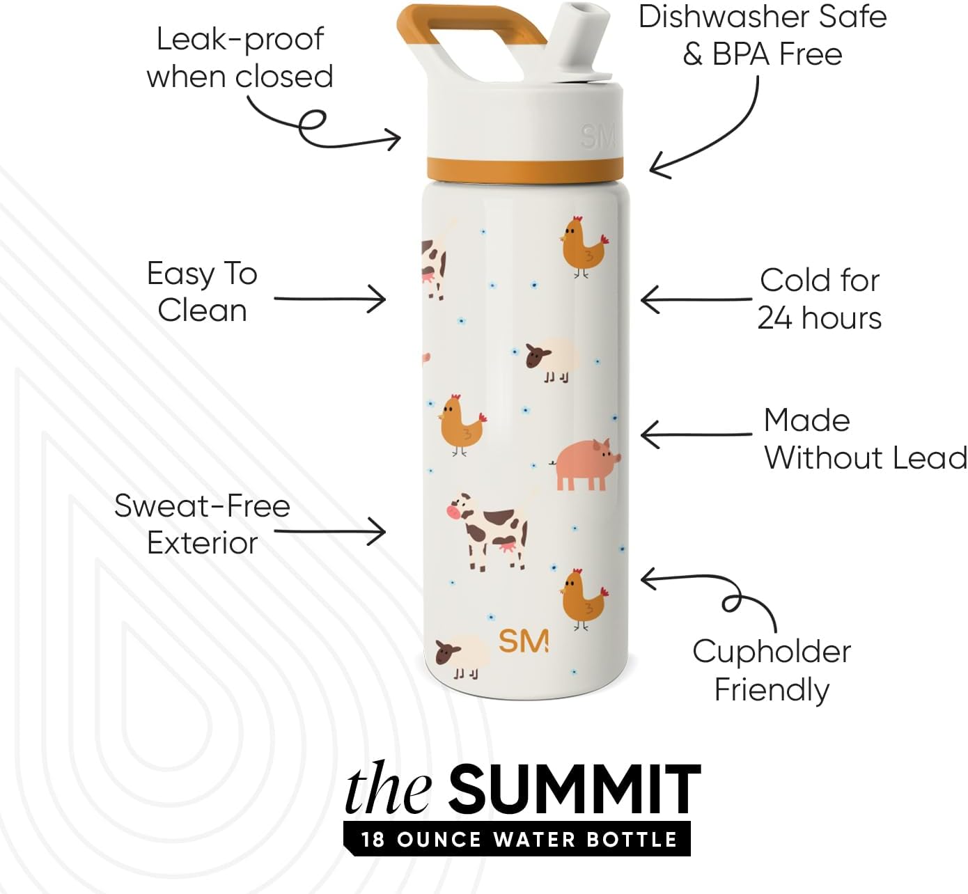 Simple Modern Kids Water Bottle with Straw Lid | 14oz Insulated Stainless Steel Kids Tumbler & Spill Proof Toddler Cup for School, Girls, Boys | Summit | Chloe Floral - Colors B