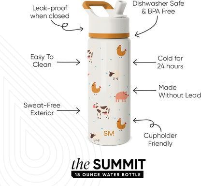 Simple Modern Kids Water Bottle with Straw Lid | 14oz Insulated Stainless Steel Kids Tumbler & Spill Proof Toddler Cup for School, Girls, Boys | Summit | Chloe Floral - Colors B