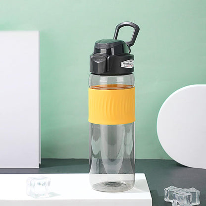 DEARART 24oz Water Bottles with Buckle, 100% Leakproof Anti Slip Silicone Bottle, No Straw Clear Bottle Easy Clean, Suit Sport Office School Travel Gym Yoga for Women Men, Dark Cyan